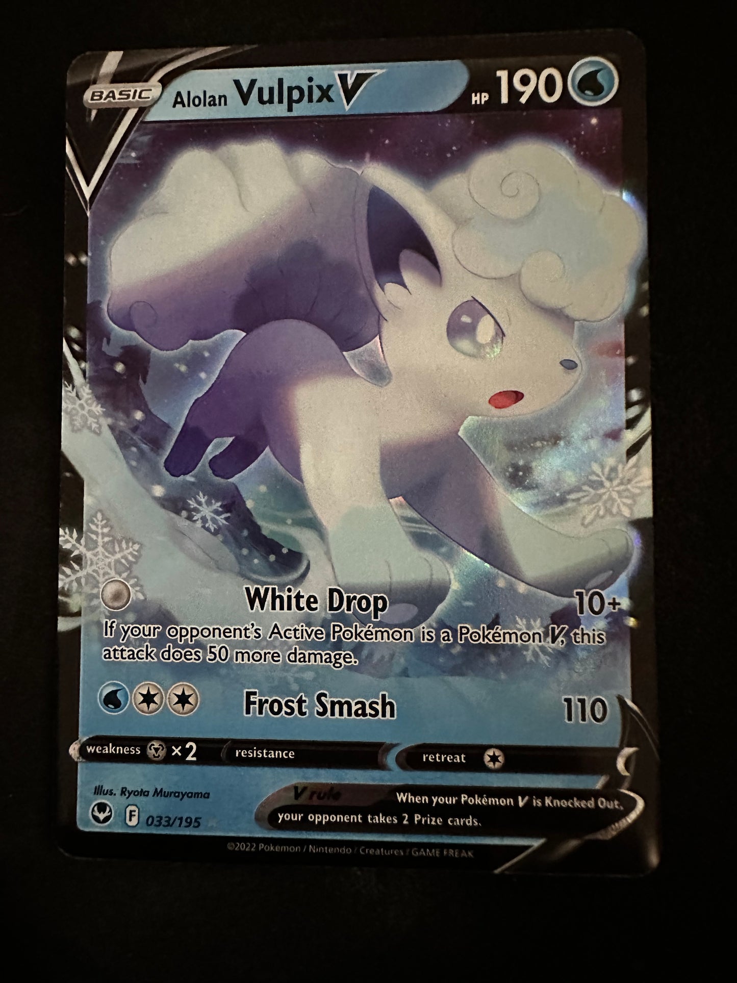 Pokemon - Alolan Vulpix V - 033/195 - SWSH Silver Tempest - Half Art Card